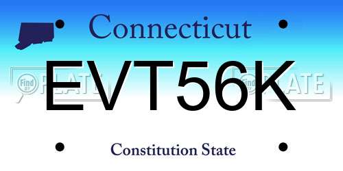 EVT56K Connecticut License Plate