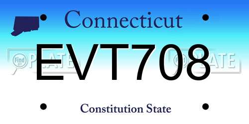 EVT708 Connecticut License Plate