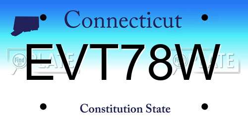 EVT78W Connecticut License Plate