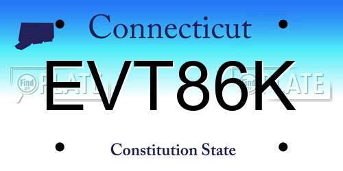 EVT86K Connecticut License Plate