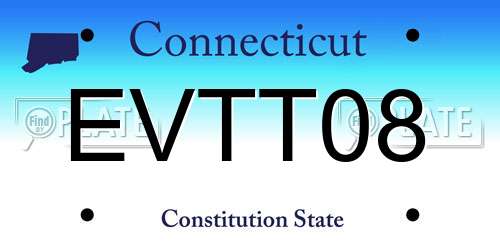 EVTT08 Connecticut License Plate