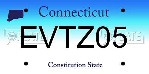 EVTZ05 Connecticut License Plate