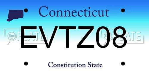 EVTZ08 Connecticut License Plate
