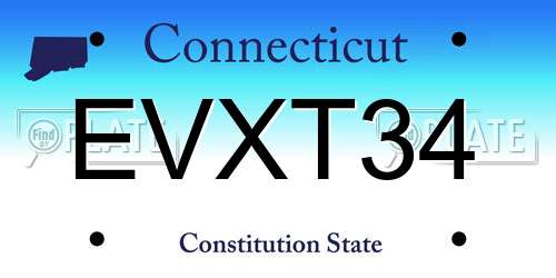 EVXT34 Connecticut License Plate