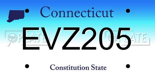 EVZ205 Connecticut License Plate