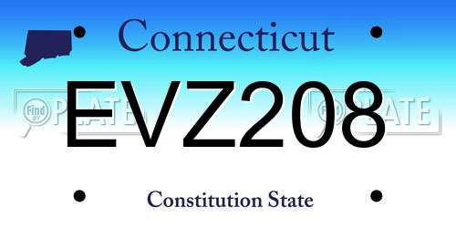 EVZ208 Connecticut License Plate