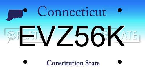 EVZ56K Connecticut License Plate