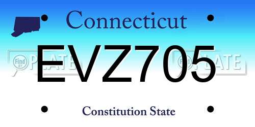 EVZ705 Connecticut License Plate