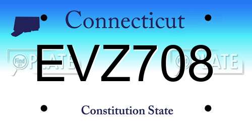 EVZ708 Connecticut License Plate