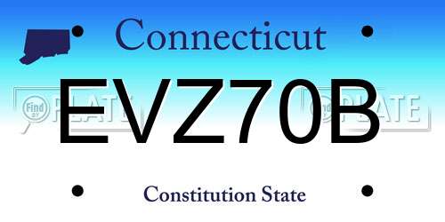 EVZ70B Connecticut License Plate
