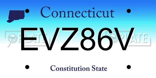 EVZ86V Connecticut License Plate