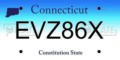 EVZ86X Connecticut License Plate
