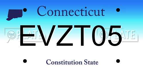 EVZT05 Connecticut License Plate