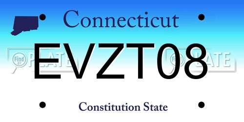 EVZT08 Connecticut License Plate