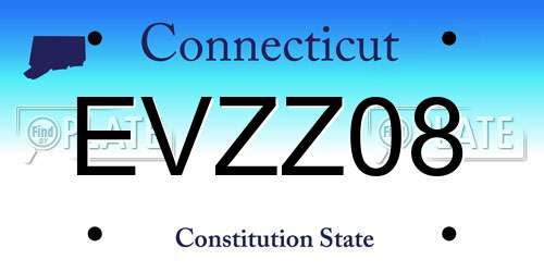 EVZZ08 Connecticut License Plate