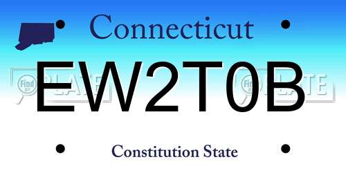 EW2T0B Connecticut License Plate