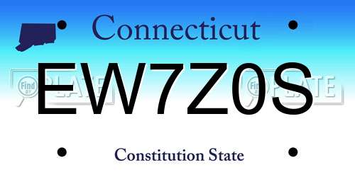 EW7Z0S Connecticut License Plate
