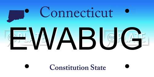EWABUG Connecticut License Plate