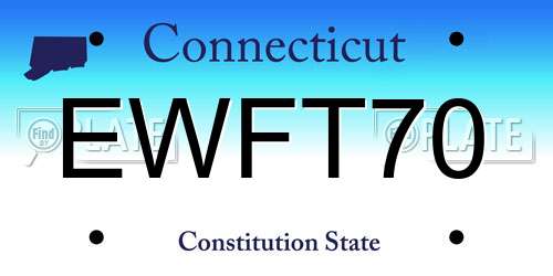 EWFT70 Connecticut License Plate
