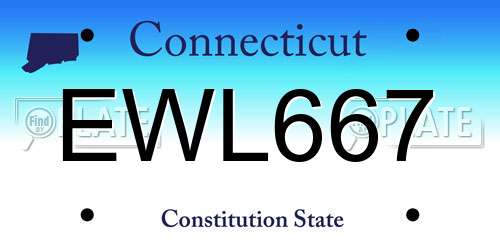 EWL667 Connecticut License Plate