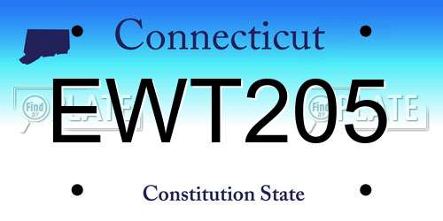 EWT205 Connecticut License Plate