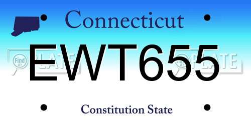 EWT655 Connecticut License Plate