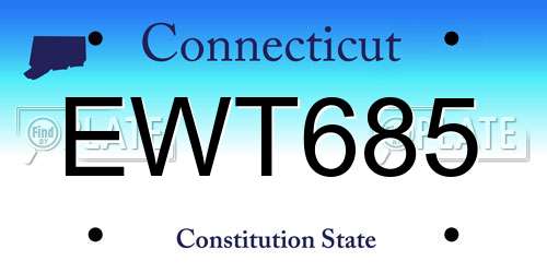 EWT685 Connecticut License Plate
