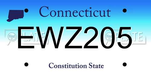 EWZ205 Connecticut License Plate