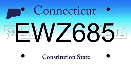 EWZ685 Connecticut License Plate