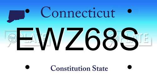 EWZ68S Connecticut License Plate