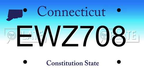 EWZ708 Connecticut License Plate