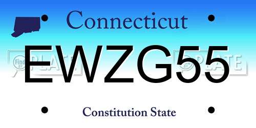 EWZG55 Connecticut License Plate