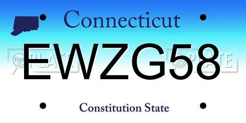EWZG58 Connecticut License Plate