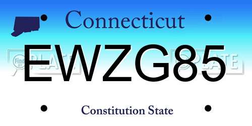 EWZG85 Connecticut License Plate