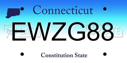 EWZG88 Connecticut License Plate
