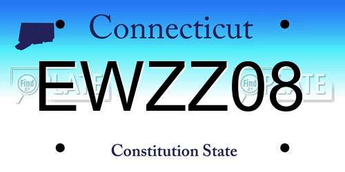 EWZZ08 Connecticut License Plate