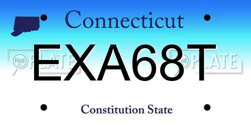 EXA68T Connecticut License Plate