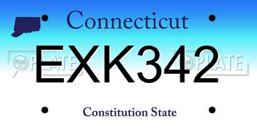 EXK342 Connecticut License Plate