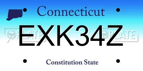 EXK34Z Connecticut License Plate