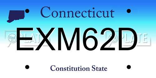 EXM62D Connecticut License Plate
