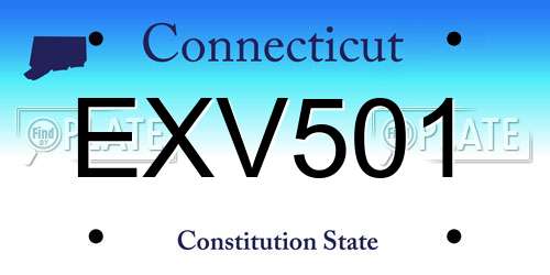 EXV501 Connecticut License Plate