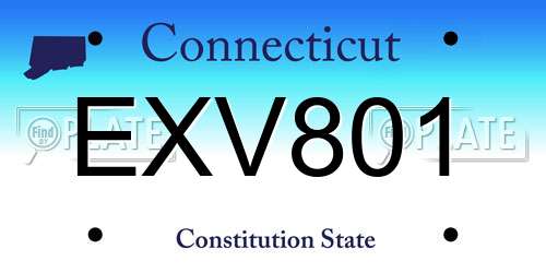 EXV801 Connecticut License Plate