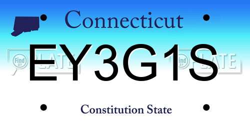 EY3G1S Connecticut License Plate