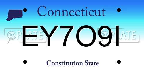 EY7O9I Connecticut License Plate