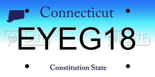 EYEG18 Connecticut License Plate