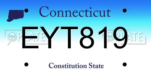EYT819 Connecticut License Plate