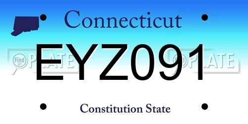 EYZ091 Connecticut License Plate