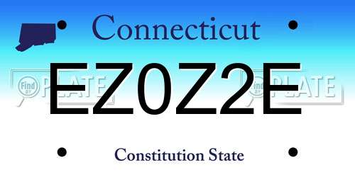 EZ0Z2E Connecticut License Plate
