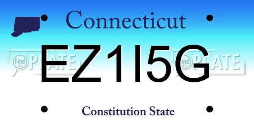EZ1I5G Connecticut License Plate