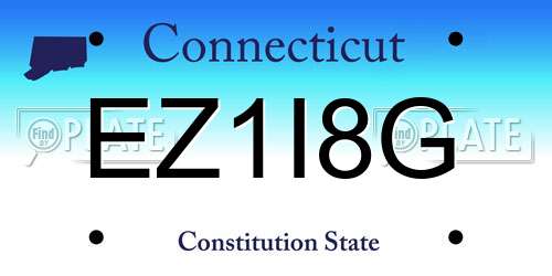 EZ1I8G Connecticut License Plate